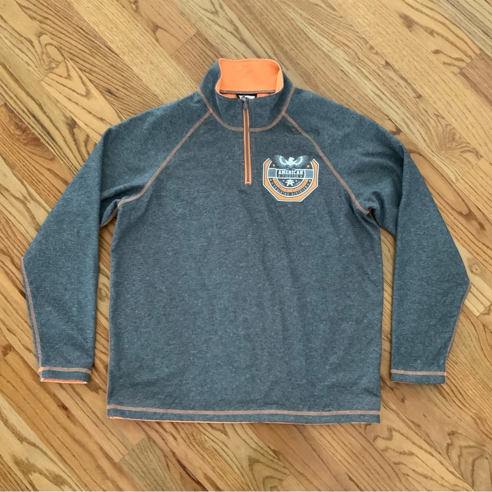 American Fighter Buckle Quarter Zip Large Gray Orange Pullover Long Sleeve BKE